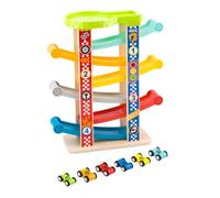 Tooky Toy Wooden Tower Race Track TY841 Torre tobogán en 7 Niveles, 6 Coches, Color:Multicolor