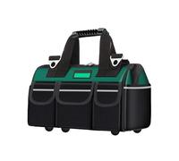 Tool Bag - Oxford Cloth Wide Mouth Organizer with Shoulder Strap | Large Capacity Heavy Duty Storage Tote for Electricians, Construction, Car, Dorm, Outdoor Work, Diy Projects and Professional Gear