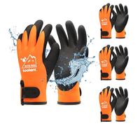 toolant Guantes 100% impermeables, paquete a granel, 3 pares, guantes de trabajo de invierno para clima frío, Touchsreen, guantes cálidos para congelador, aislamiento térmico, naranja, talla S