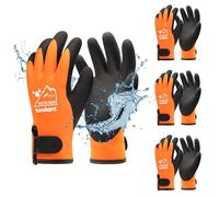 toolant Guantes 100% impermeables, paquete a granel, 3 pares, guantes de trabajo de invierno para temperatura fría, Touchsreen, guantes cálidos para congelador, con agarre, naranja, XXL