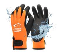 toolant Guantes de trabajo 100% impermeables para hombre y mujer, guantes de trabajo de invierno para clima frío, pantalla táctil, guantes térmicos cálidos, color naranja, S