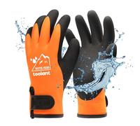 toolant Guantes de trabajo 100% impermeables para hombre y mujer, guantes de trabajo de invierno para clima frío, pantalla táctil, guantes térmicos cálidos, naranja, L