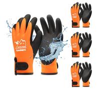 toolant Guantes de trabajo de invierno completamente empapados de látex, naranja, L, 3 unidades