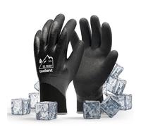 toolant Guantes de trabajo impermeables para hombre y mujer, guantes Freezer con agarre, doble revestimiento de nitrilo, repelente al aceite, para construcción, mecánicos, minería, fontanería, negro