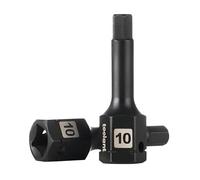 toolant Juego de 2 llaves hexagonales de impacto de 1/2 pulgada de 10 mm, unidad hexagonal, juego de llaves Allen de acero S2, grado de impacto