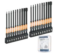 Toolant Juego de 20 brocas de impacto Allen (métricas y SAE), puntas hexagonales de acero S2 de vástago hexagonal de 1/4 pulgadas, puntas mecanizadas CNC con magnetismo, 4 pulgadas de largo con caja