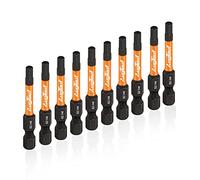 toolant Juego de brocas de impacto hexagonal de 4 mm en acero S2, 10 piezas, 5,1 cm de largo con caja de almacenamiento