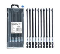 toolant Juego de puntas de destornillador de impacto magnéticas antideslizantes de 6 pulgadas de largo, 10 piezas de inserción S2 de acero PH2 con puntas mecanizadas CNC para taladro eléctrico