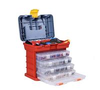 Toolbox - Caja de herramientas multiusos para aparejos, portátil de 4 niveles, bandeja extraíble y divisores ajustables, caja de almacenamiento de herramientas