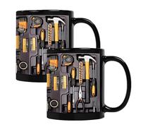 Toolbox Coffee Mug, 11oz Ceramic Mechanic Toolbox Coffee Cup, Funny Mug Mechanic Tool Box Set for Man, Dad, Fixing, Building Gift (2Pcs)