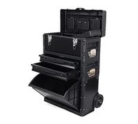 Toolbox - Organizador de taller de garaje con ruedas, caja de herramientas grande, carrito vertical apilable con bandeja extraíble, caja de almacenamiento de herramientas (negro)
