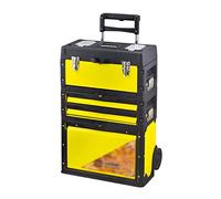 Toolbox - Organizador de taller de garaje con ruedas, caja de herramientas grande, carrito vertical apilable con bandeja extraíble, caja de almacenamiento de herramientas (amarillo)