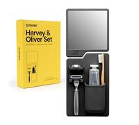 TOOLETRIES - The Harvey & Oliver Set- Soporte para cepillo de dientes y maquinilla de afeitar y espejo resistente a la niebla - Accesorio de ducha y baño de silicona - Cuenta con tecnología de agarre