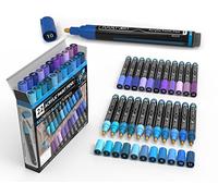 TOOLI-ART Juego de bolígrafos de pintura acrílica Pro Color Series de 22 puntas medianas de 3 mm para pintura de roca Tazas de vidrio Madera Metal Pintura de vidrio Lienzo No tóxico Secado rápido