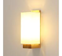 Toolight Aplique de Pared Interior Vintage, Lámpara de Pared Tela Madera E27 Retro, Luz de Pare para Dormitorio Sala de Estar Pasillo Escaleras Comedor, Rectangular(Bombilla no Incluida)