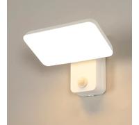 Toolight Aplique Pared Exterior con Sensor de Movimiento, 16W 1800LM Lámpara de Pared LED IP65, Rotación 360°, Luz de Pare para Entrada Terraza Pasillo Patio Jardín Camino, Luz Cálida 3000K, Blanco