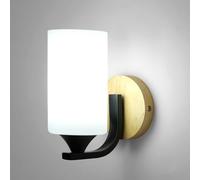 Toolight Aplique Pared Interior, Lámpara de Pared de Madera Vintage con Pantalla de Cristal, E27 Luz de Pare Iluminación Interior para Dormitorio, Sala de Estar, Pasillo, Escalera