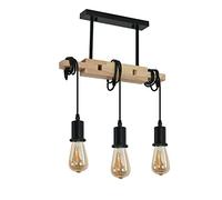 Toolight Lámpara Colgante Industrial, Lámpara de Techo de Madera, E27 Luz de Techo Interior Regulable Vintage para Salón Cocina Dormitorio (Bombilla no Incluida)