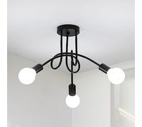 Toolight Lámpara de Techo Industrial Vintage, 3-Luz Lamparas de Techo Salon E27, Lámparas de Araña Negro para Pasillo Cocina Salon Dormitorio Comedor Pasillo, Ø40cm (bombillas no incluidas)