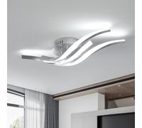 Toolight Lámpara de Techo LED, 24W 2700LM Lamparas LED Techo de Diseño Curvo, Lampara Cocina Techo, Luz Fría 6500K, Lampara de Techo para Pasillo Cocina Salón Dormitorio, Plata, 52CM