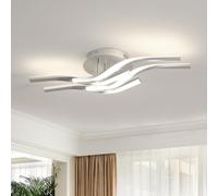 Toolight Lámpara de Techo LED, 32W 3600LM Lampara Techo Salon Moderna Diseño Curvo 60CM, Plafon LED Techo para Dormitorio Cocina Estudio Pasillo, 4500K Luz Neutra, Plata