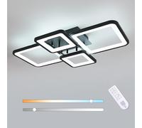 Toolight Lámpara de Techo LED Regulable, 54W Plafon Led Techo Salon Rectangular con Mando a Distancia 3000K-6500K, Luz de Techo para Salón Dormitorio, Negro 62CM