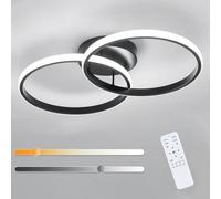 Toolight Lámpara de Techo Moderno, 38W 4275LM Plafón LED Techo Regulable con Mando a Distancia 3000K-6500K, Lamparas de Techo Redonda para Cocina Dormitorio Salon Comedor Pasillo, Negro, 54CM
