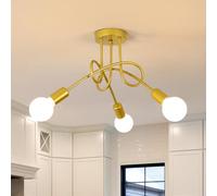 Toolight Lámpara de Techo Salon 3-Luz, Lamparas de Techo Industrial E27, Lámparas de Araña Oro para Salon Dormitorio Pasillo Cocina Comedor Pasillo, Ø40cm (bombillas no incluidas)
