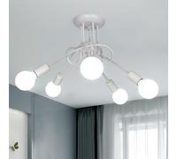 Toolight Lámpara de Techo Vintage Blanco 5-Luz, Lamparas de Araña Retro E27, Lampara Industrial Techo para Salon Dormitorio Comedor Pasillo, Ø60cm (bombillas no incluidas)