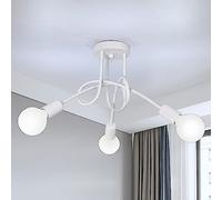 Toolight Lámpara de Techo Vintage, Plafón Industrial Techo de 3-Luz, E27 Retro Lámparas de Araña para Dormitorio Sala de Estar Comedor Pasillo, Blanco, Ø40cm (bombillas no incluidas)