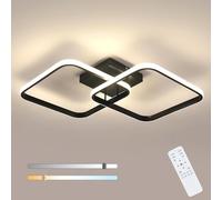 Toolight Lampara Led techo salon, Plafon Led Regulable 50W, Blanco Cálido a Frío 3000K-6500K, Luz de Techo Moderno para Sala de estar, Dormitorio, Habitación infantil(64x39x10cm), Negro