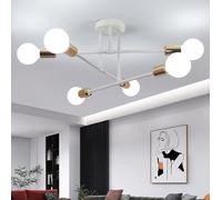 Toolight Lamparas de Techo Vintage, 4-Luces Lámpara Colgante Techo E27, Lámpara de Araña Industrial Moderna para Salón Dormitorio Comedor Cocina, Blanco y Oro, 52cm (Sin Bombilla)