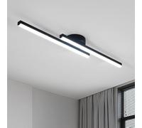 Toolight Plafón LED Lineal 60cm Doble Barra 17W 6500K Oficina Estudio Negro | 1910LM, Luz Fría, Montaje Rápido Sin Complicaciones, Perfecta para Entrada Despacho Garaje, Estilo Moderno