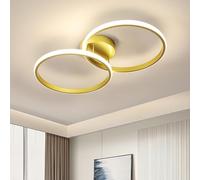 Toolight Plafón LED Techo, 42W Lámpara de Techo Dormitorio, Lámpara de Techo Redonda, 4500K Luz Neutra, 2 Círculos Aluminio Dorado, para Cocina Dormitorio Pasillo Oficina, Ø55cm 220V, Deckenleuchte