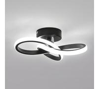 Toolight Plafón LED Techo Moderna, 22W 2500LM Lámpara de Techo LED Negro, Lamparas de Techo para Dormitorio Cocina Comedor Pasillo Salon, Blanco Frío 6500K, 25cm