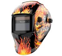 TOOLIOM - Casco de soldadura de color verdadero para oscurecimiento automático con rango de sombra 9-13, campana de soldadura con energía solar, estilo de cráneo para TIG MIG ARC