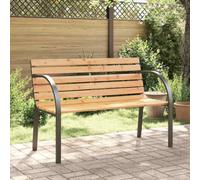 toolkix Banco de jardín infantil de madera de abeto chino con estructura de acero de 81 cm de ancho, resistente a la intemperie para balcón, terraza y parque, cómodo respaldo y reposabrazos