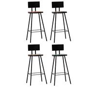 toolkix Juego de 4 taburetes de bar de madera maciza con marco de acero, diseño de madera robusta y metal, altura del asiento de 74 cm, taburete de cocina, taburete para comedor, bar, industria, salón