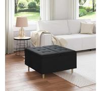 toolkix otomana de almacenamiento con cojín de tela negra 80 x 80 x 45 cm acolchada con espacio de almacenamiento y patas de madera estables para salón, comedor, cocina como taburete y reposapiés
