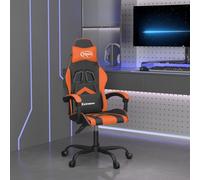 toolkix Silla de gaming de piel sintética negra y naranja con ajuste de altura y función reclinable, silla ergonómica con reposabrazos, silla giratoria para oficina en casa, habitación juvenil y