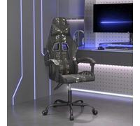 toolkix Silla de gaming giratoria de piel sintética, color negro, con masaje y cojín lumbar, cojín cervical, altura ajustable, función reclinable para oficina en casa, habitación juvenil, adultos