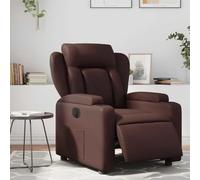 toolkix Sillón de relax eléctrico de piel sintética marrón con función reclinable, cómodo sillón acolchado para salón y oficina, sillón ergonómico con reposabrazos y respaldo ajustable