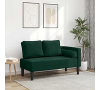 toolkix Tumbona con cojín de terciopelo verde oscuro, 116,5 x 62 x 57,5 cm, cómoda tumbona de relax para salón, con espuma de alta elasticidad y cojín lumbar, ideal como sofá y sillón