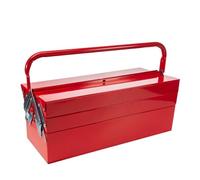 Toolland caja de herramientas metálica 530 x 200 x 200 mm, 5 compartimentos sistema cantilever, caja roja con bandejas abatibles, gran caja organizadora con asa