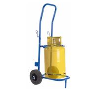 Toolland Carro azul para botellas de gas y cilindros, capacidad de 100 kg, cadena de seguridad ajustable, marco de acero inoxidable, ruedas grandes, ideal para botellas de propano, barriles de cerveza