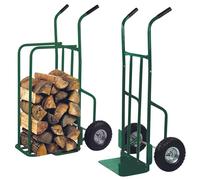 Toolland Carrito para leña Verde con Ruedas neumáticas, Marco de Acero, Carga máx. 250 kg, 3 Posiciones, Asas softgrip, Ideal para Transportar y apilar leña