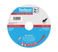Toolland Disco de corte, 115 mm, corte húmedo, 13300 rpm, 80 m/s, para metales