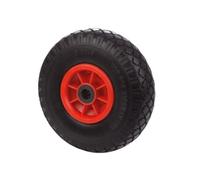 Toolland Rueda antipinchazos de PU para carretilla, neumático macizo 254 mm con llanta roja, silenciosa y duradera, ideal para carrito o carretilla de mano