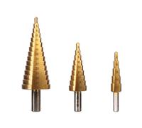 Toolland Taladro de paso HSS, para todos los metales, recubrimiento de titanio, conjunto de 3 piezas, tamaños Ø 4-12/4-20/4-32 mm
