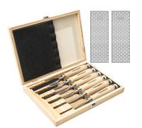 TOOLMAYS Juego de 6 Cinceles para Madera, Formones para Madera con piedra de afilar, dureza hasta HRC 63